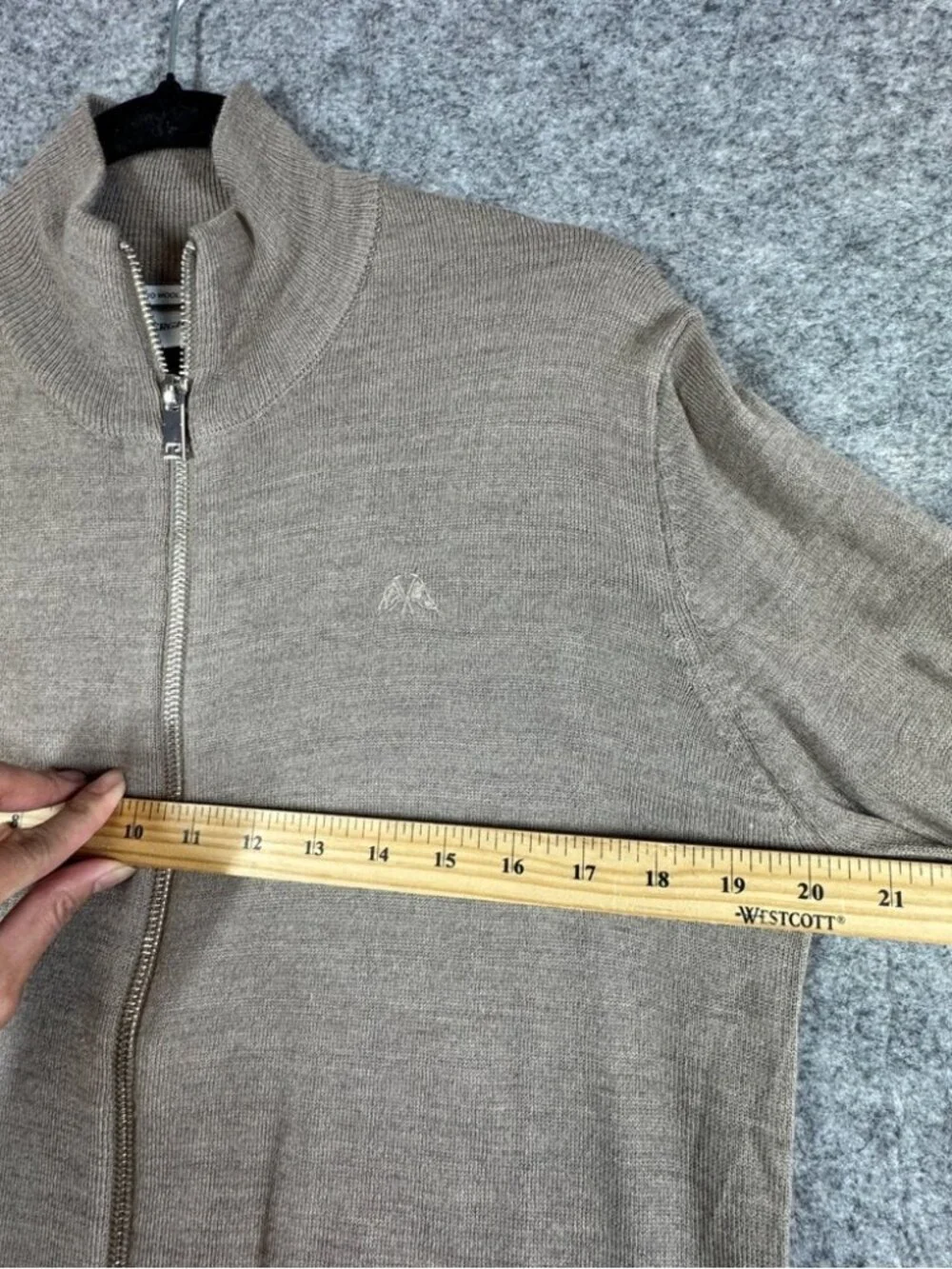 Lindbergh Merino Wool Zip Up Sweater Beige Slim Fit Size M Minimalist Luxury